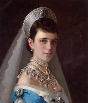 伊凡 尼古拉耶維奇 尅拉姆斯柯依 Portrait of Empress Maria Fyodorovna in a Head Dress Decorated with Pearls